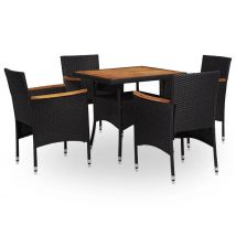 Salon de jardin en résine tressée et acacia - Multicolore - 80x80 cm - Résine/Bois - Home Maison