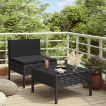 Salon de jardin 2 pcs avec coussins - Noir - Résine - Home Maison