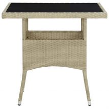 Table d'extérieur en rotin et verre - Beige - Verre - Home Maison