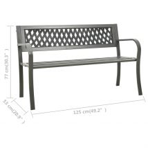 Banc de jardin motif treillis - Gris clair - Métal - Home Maison