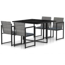 Salon de jardin en métal et résine - Gris - Métal/Résine - Home Maison