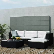 Salon de jardin modulable en résine tressée - Noir - Métal/Résine - Home Maison