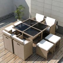 Salon de jardin encastrable en rotin - Beige - Rotin - Home Maison