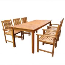 Ensemble salle à manger d'extérieur 7 pièces - Marron Brun - 200x90x74 cm - Bois - Home Maison