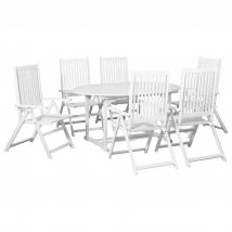 Salon de jardin avec table extensible - Blanc - Bois - Home Maison
