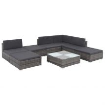 Salon de jardin 2, 4 et 8 pièces - Gris clair - Métal - Home Maison