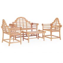 Salon de jardin raffiné 4 pièces - Marron Brun - 136x63x102 cm - Bois - Home Maison