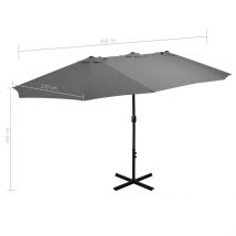 Parasol d'extérieur double toit et poteau en aluminium - Gris anthracite - Aluminium/Polyester - Home Maison