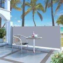 Auvent latéral rétractable uni - Blanc cassé - 120x300 cm - Polyester - Home Maison