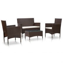 Salon de jardin confortable 4 pièces - Marron Clair - Métal - Home Maison