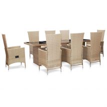 Salle à manger de jardin 7 et 9 pièces - Beige - Métal - Home Maison