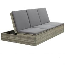 Canapé de jardin convertible avec coussin - Gris - Métal - Home Maison