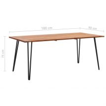 Table de jardin avec pieds épingle - Marron Brun - 180x90x75 cm - Bois - Home Maison