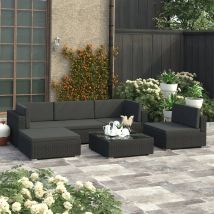 Salon de jardin moderne 6 pièces - Noir - Métal - Home Maison