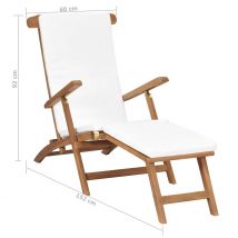 Chaise longue avec coussin - Blanc - Bois - Home Maison