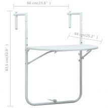 Table de balcon aspect rotin - Blanc - Métal/Plastique - Home Maison