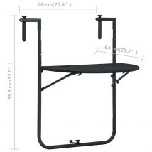 Table de balcon aspect rotin - Noir - Métal/Plastique - Home Maison