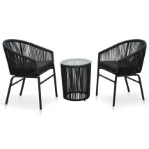 Salon de jardin 3 pièces style bistro - Noir - Métal - Home Maison