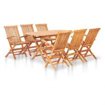 Salon de jardin pliable en teck - Marron - Bois - Home Maison