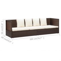 Canapé de jardin avec coussins - Marron Brun - Polypropylène - Home Maison