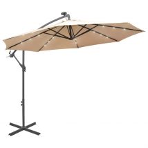 Parasol déporté Ø 300 cm avec éclairage LED - Sable - Métal/Polyester - Home Maison
