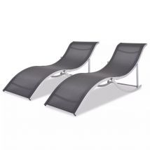 Duo de chaises longues pliantes - Noir - Aluminium - Home Maison