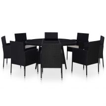 Ensemble de salon de jardin en résine tressée - Noir - Résine/Plastique - Home Maison
