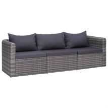 Canapé d'extérieur en résine tressée - Gris - Plastique - Home Maison
