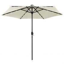 Parasol droit Ø 270 cm avec LED - Sable - 270x236 cm - Aluminium - Home Maison