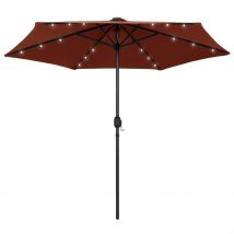 Parasol droit Ø 270 cm avec LED - Brique - 270x236 cm - Aluminium - Home Maison