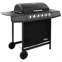 Barbecue à 6 brûleurs - Noir - Métal - Home Maison