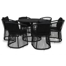 Salon de jardin à cordes - Noir - Plastique - Home Maison