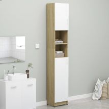 Armoire de salle de bain - Blanc - Bois - Home Maison
