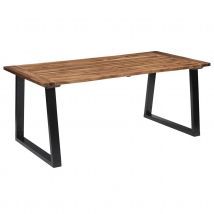 Table de salle à manger en acacia massif - Noir - 180x90x75 cm - Métal/Bois - Home Maison