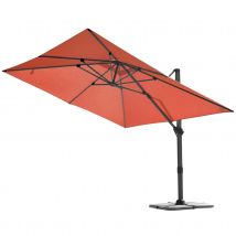 Grand parasol rectangulaire avec rotation 360° - Terracotta - 3x4 m - Aluminium - Home Maison