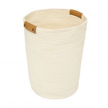 Panier à linge tressé 80L - Ivoire - 44x44x56 cm - Coton/Polyester - Home Maison