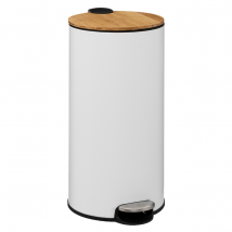 Poubelle capacité 30 litres - Blanc - Bambou/Métal - Home Maison