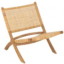 Chaise pliante bois de teck et rotin - Naturel - 63x78x70 cm - Bois - Home Maison