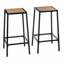 Lot de 2 tabourets de bar - Noir - Métal - Home Maison