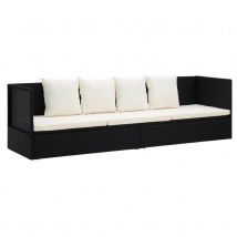 Canapé de jardin avec coussin et oreillers - Noir - 200x60x58 cm - Polypropylène - Home Maison