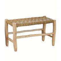 Banc Marocain Doum tressage damier - Beige - Osier/Bois - Home Maison
