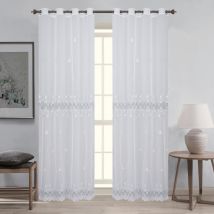 Paire de voilages macramé pour baie vitrée - Blanc - Polyester - Home Maison