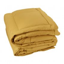 Dessus de lit matelassé peau de pêche Oekotex - Jaune Ocre - 220x240 - Microfibre - Home Maison