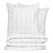 Parure de lit à rayures - Blanc - Home Maison