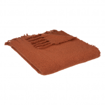 Plaid - Effet mohair ultra doux - Terracotta - 180x130 cm - Polyester - Home Maison