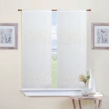 Paire de petits voilages brodés pour fenêtre - Beige - Polyester - Home Maison