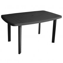 Salon de jardin en résine – Table ovale et 4 fauteuils - Gris anthracite - 137x85x72 cm - Polypropylène - Home Maison
