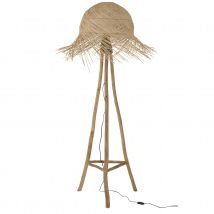 Lampadaire rond en rotin - Beige - Bois/Métal/Rotin - Home Maison