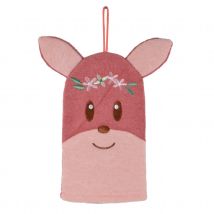 Gant de toilette marionnette faon - Rose - 20.5x21 cm - Polyester - Home Maison