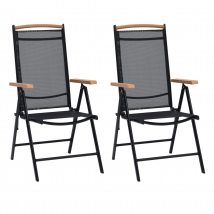 Duo de chaises de jardin pliables - Noir - Aluminium - Home Maison